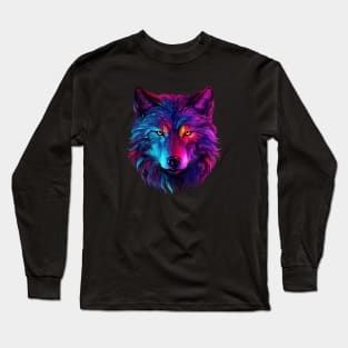 Neon wolf head Long Sleeve T-Shirt